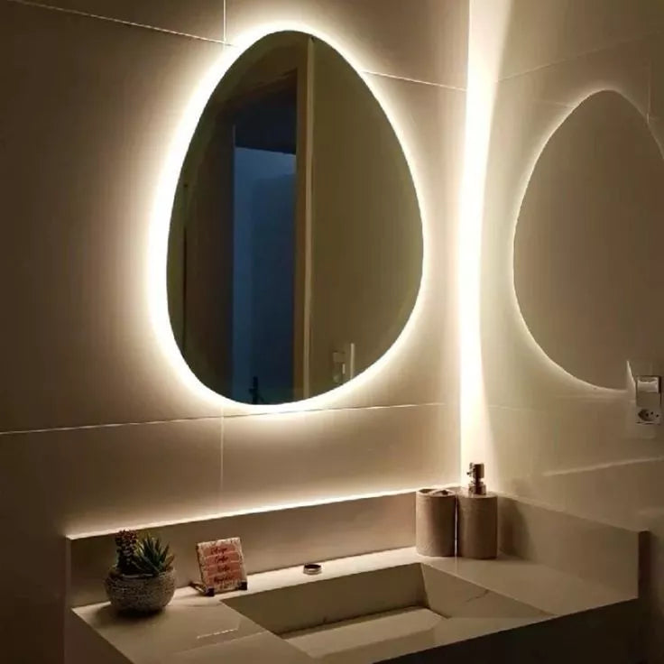 espelho organico, espelho led, espelho iluminado, espelho moderno, espelho 80x50, espelho banheiro, espelho decorativo, espelho design, espelho premium, espelho parede