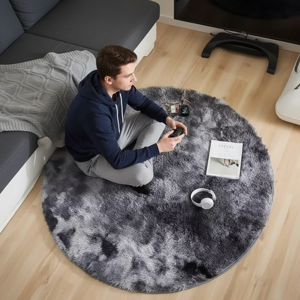 tapete redondo 1m, tapete peludo redondo, tapete sala redondo, tapete quarto redondo, tapete 4cm felpudo, tapete antiderrapante redondo, tapete cinza redondo, tapete moderno redondo, tapete fofinho redondo, tapete decorativo 1 metro