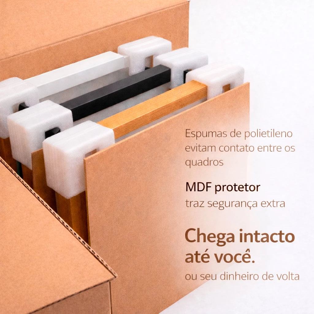 Kit 3 Quadros Com Moldura Decorativos Gold 50x70