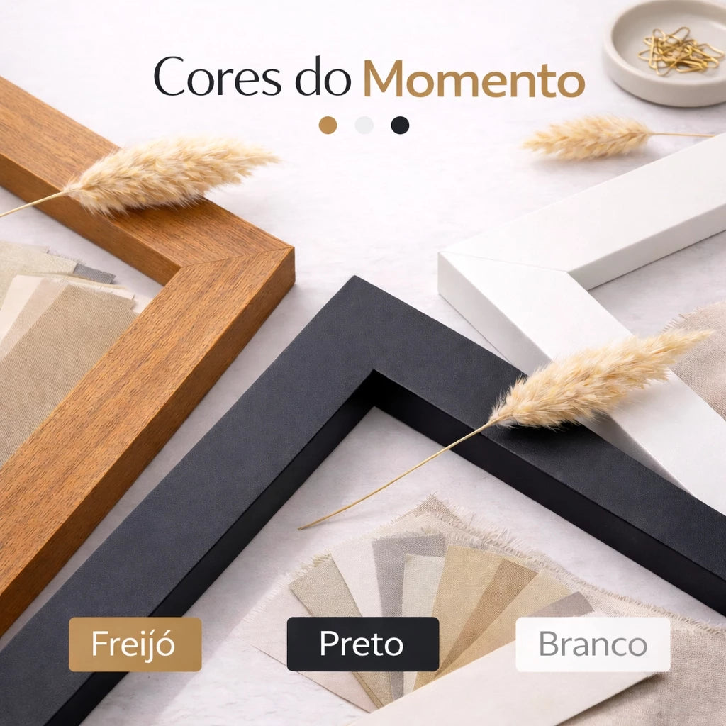 Kit 3 Quadros Com Moldura Decorativos Gold 50x70