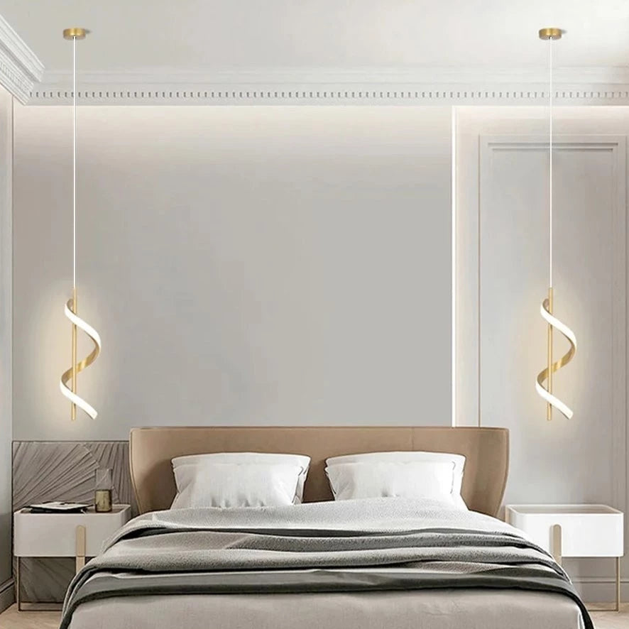 pendente espiral dourado,pendente minimalista,pendente led 3 cores,pendente moderno cabeceira,pendente lavabo,pendente decorativo led,pendente dourado moderno,iluminação minimalista,pendente para hall,pendente interno moderno