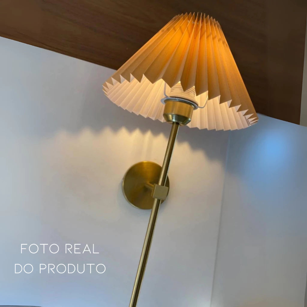 arandela clássica dourada, arandela com cúpula, luminária de parede clássica, arandela 49cm, iluminação quarto cabeceira, arandela para sala elegante, arandela e27 dourada, luminária clássica parede, arandela decorativa vintage, luminária de parede com cúpula