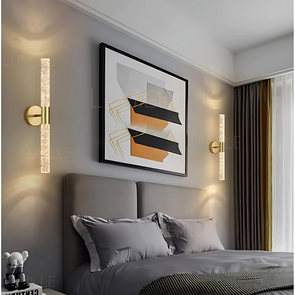 arandela led, arandela dourada, luminária de parede, arandela moderna, arandela cristal, iluminação decorativa, luminária led parede, arandela bivolt, luz quente parede, decoração moderna