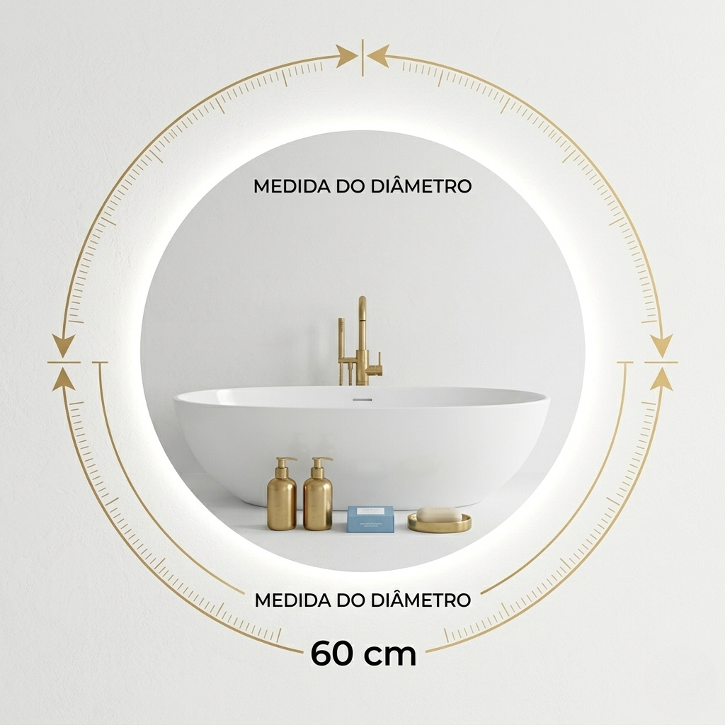 Espelho para Banheiro Redondo com LED 60cm Orbis Lux