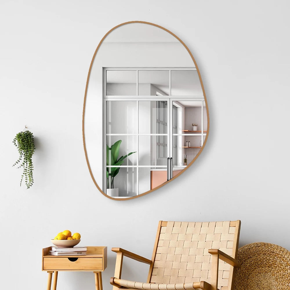 espelho organico, espelho couro, espelho abstrato, espelho 60x40, espelho decorativo, espelho moderno, espelho parede, espelho premium, espelho quarto, espelho banheiro