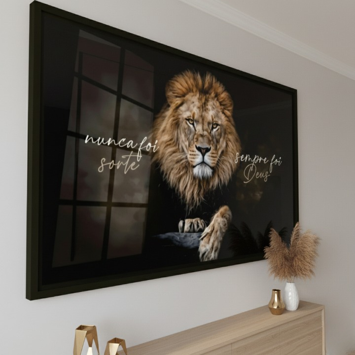 Quadro Decorativo Leão de Judá – Nunca Foi Sorte Sempre Foi Deus