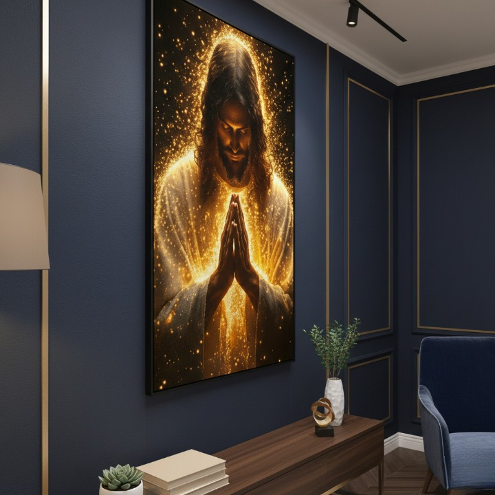 Quadro Decorativo A Luz da Oração – Arte Religiosa