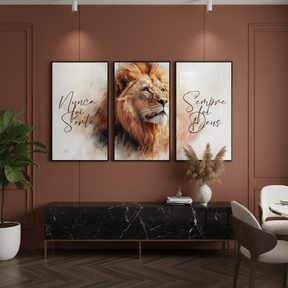 Quadros Decorativos Leão – Nunca Foi Sorte Sempre Foi Deus