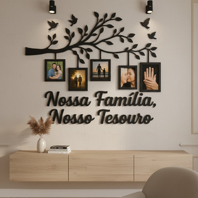 Quadro Decorativo Árvore com Molduras – Nossa Família, Nosso Tesouro