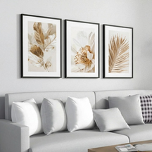 Kit 3 Quadros Com Moldura Decorativos Gold 50x70