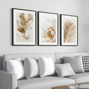 Kit 3 Quadros Com Moldura Decorativos Gold 50x70