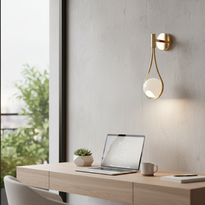 arandela gota dourada, luminária moderna parede, arandela led gold, iluminação decorativa quarto, arandela minimalista dourada, arandela 39cm led, luminária parede design gotas, arandela sala cabeceira, luz quente 3500k arandela, arandela metálica moderna