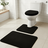 tapete banheiro 3 peças, jogo tapetes algodão, tapete antiderrapante banheiro, kit banheiro pelúcia, tapete para vaso sanitário, tapete saída de banho, conjunto tapetes banheiro preto cinza rosa, tapete pelúcia macio, jogo banheiro clássico, tapete antiderrapante premium
