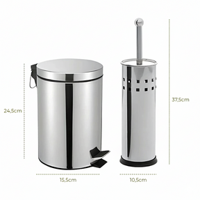 kit banheiro inox, lixeira inox banheiro, escova sanitaria inox, kit banheiro luxo, lixeira 3l inox, acessorios banheiro inox, kit lavabo inox, banheiro moderno, banheiro sofisticado, lixeira com pedal inox, kit higiene banheiro
