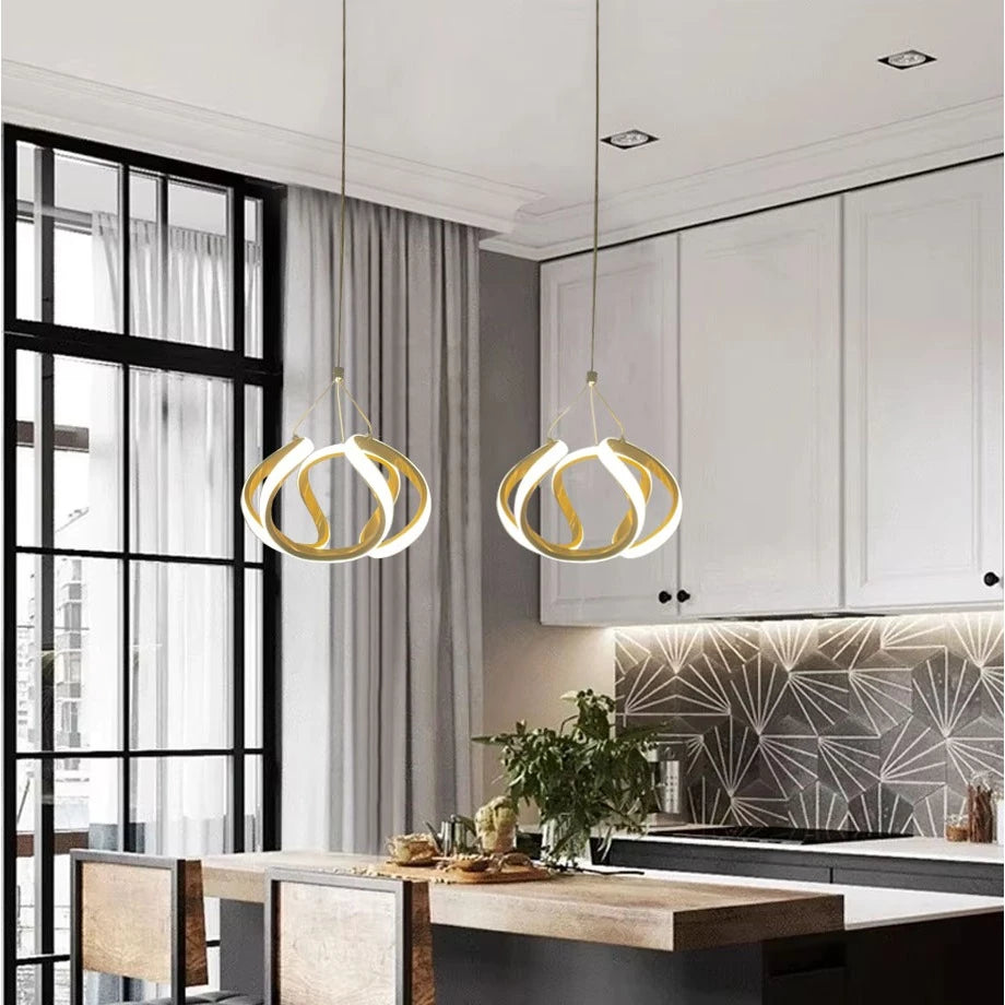 pendente curvas dourado,pendente onda dourado moderno,pendente minimalista led,iluminação 3 em 1,pendente sala de jantar moderno,pendente design ondulado,green age pendente,pendente com cabo 2m,pendente decorativo dourado,pendente moderno minimalista