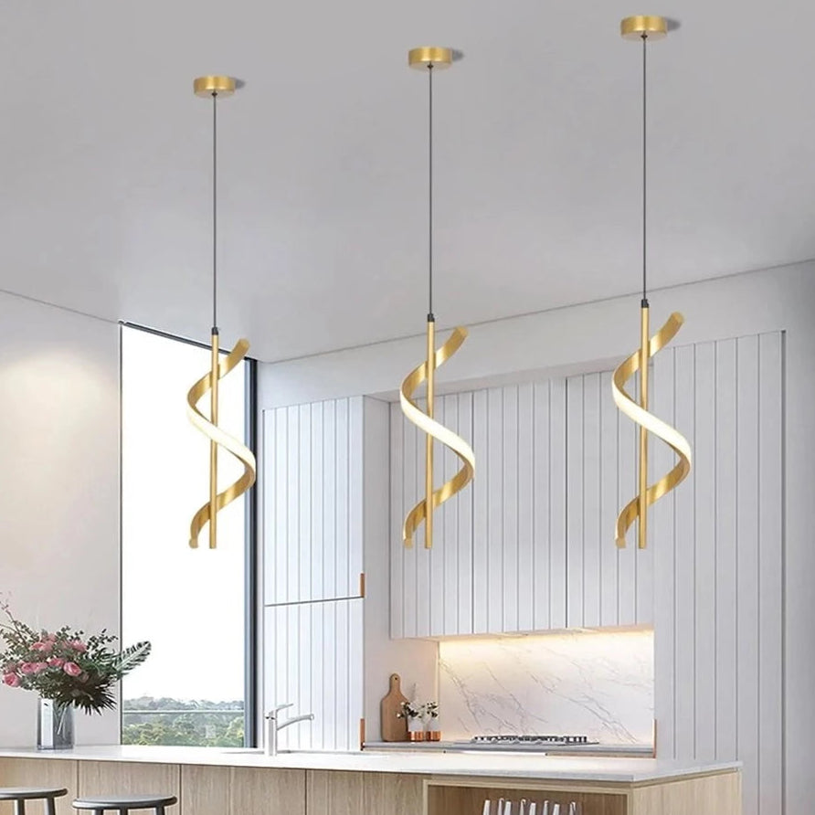 pendente espiral dourado,pendente minimalista,pendente led 3 cores,pendente moderno cabeceira,pendente lavabo,pendente decorativo led,pendente dourado moderno,iluminação minimalista,pendente para hall,pendente interno moderno