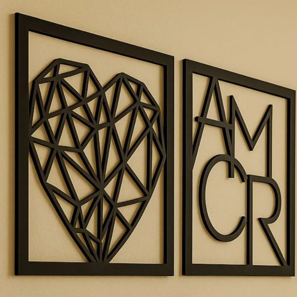 quadros família, quadros amor, decoração cabeceira, quadros geométricos, kit 3 quadros, decoração afetiva, quadro mdf preto, frase para parede, quadros sala moderna, decoração minimalista