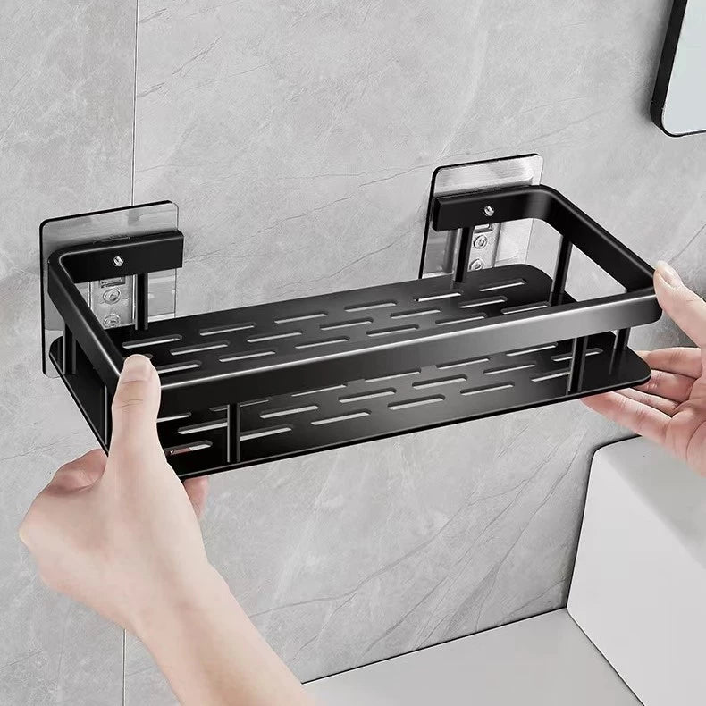 suporte de shampoo, prateleira banheiro sem furo, organizador banheiro adesivo, suporte shampoo alumínio, prateleira banheiro preta, organizador box banheiro, suporte shampoo premium, prateleira adesiva banheiro, acessorios banheiro modernos
